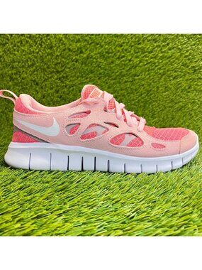 Nike Free Run 2 Girls Size 7Y Pink White Athletic Running Walking Shoes Sneakers